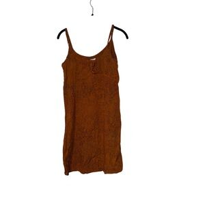 Kimberley's Travels Mini Dress Womens Small Burnt Orange Batik Scroll Rayon